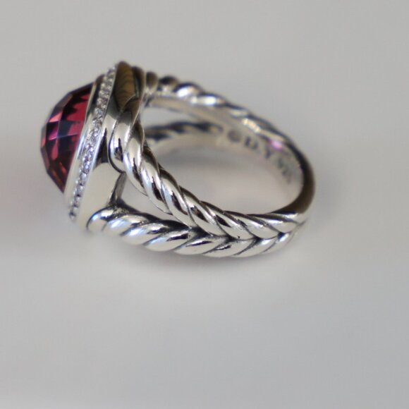 David Yurman Sterling Silver 11mm Albion Ring Tourmaline with Diamonds size 8 - Picture 5 of 8